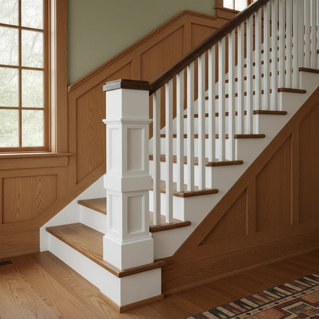 Premium White Oak Box Newel Post - Made in PA