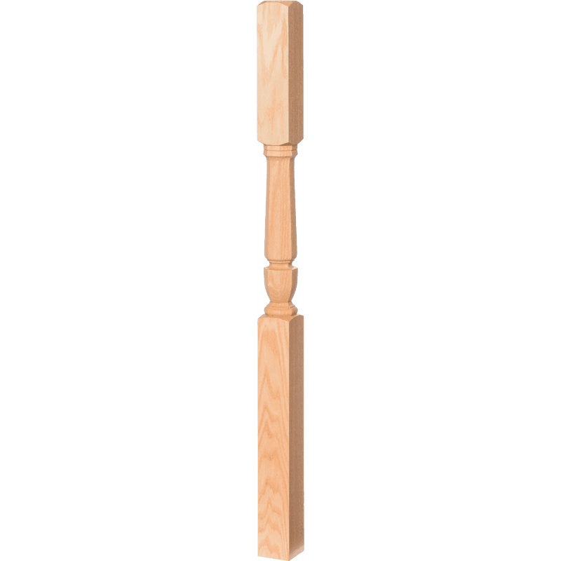 Bunker Hill Style Newel Post with 14.5 Inch Block Top and Interchangeable Finial