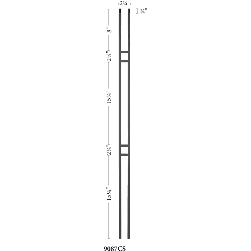 9087CS Double Bar Iron Balusters 1/2 Inch view 2