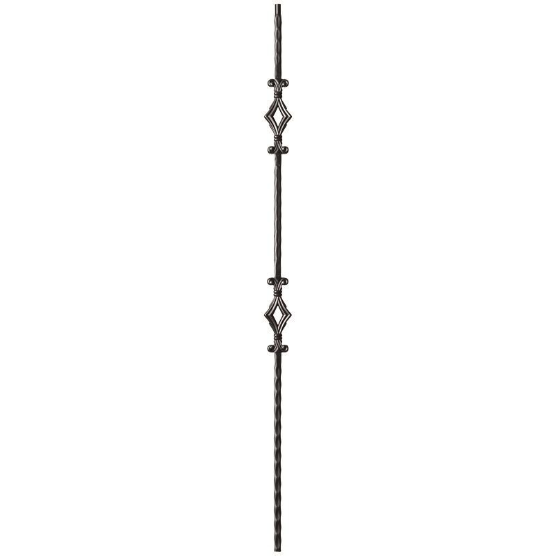 9041HF Double diamond hammered Face Iron balusters 9/16"