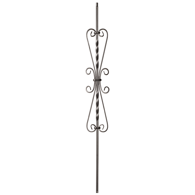 9057SS Scroll with dragon flies Iron balusters 1/2" bar