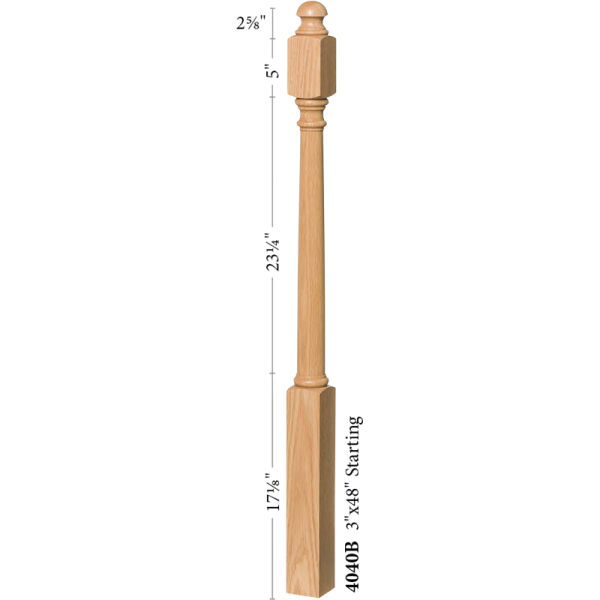 4040B Colonial Style 3" Newel Post