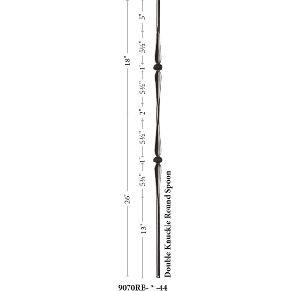 9070RB Double knuckle with round spoons Iron balusters 9/16"