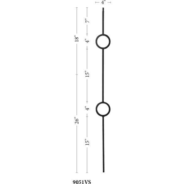 9051VS double Ring Iron balusters 1/2 Inch bar - Image 2