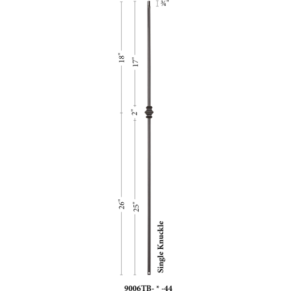 9006TB Single Knuckle Iron balusters 1/2" bar