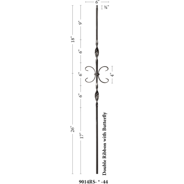 9014RS double Ribbon with butterfly Iron balusters 1/2" bar