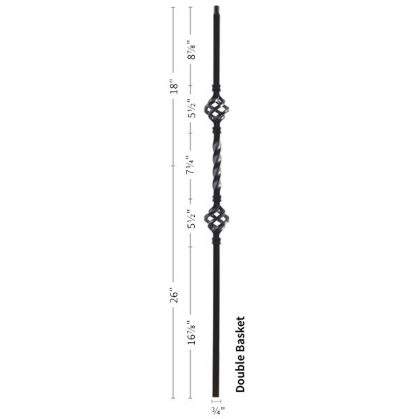 9904TB Double basket Iron balusters 3/4" bar