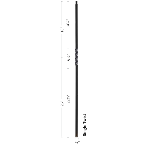 9901TB Single Twist Iron balusters 3/4" bar