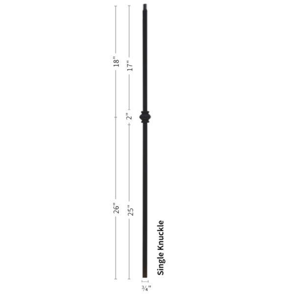 9906TB Single Knuckle Iron balusters 3/4" bar